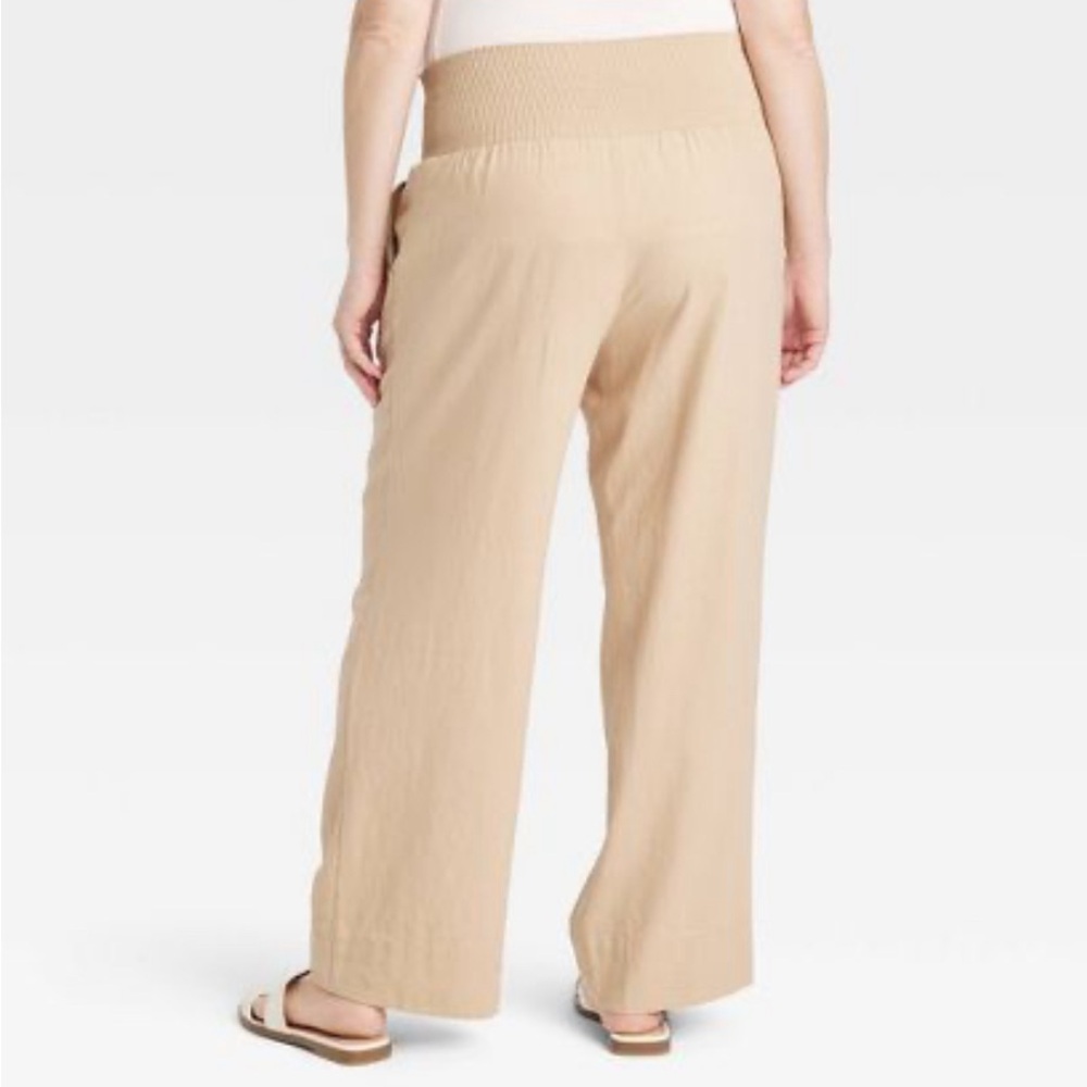 Smocked Waist Wide Leg Maternity
